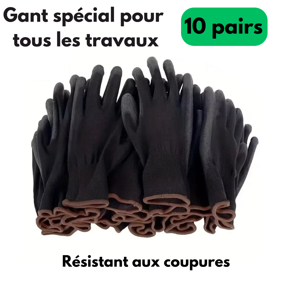 Kit of 10 quality protective gloves